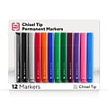 TRU RED™ Tank Permanent Markers, Chisel Tip, Assorted, 12/Pack (TR54529)