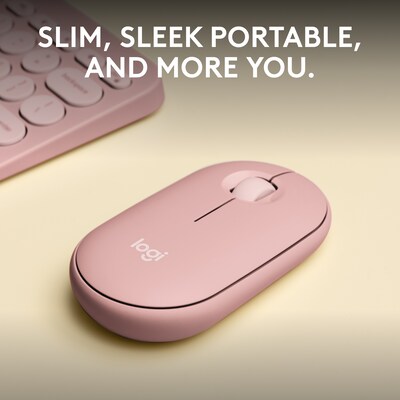 Logitech Pebble 2 M350s Wireless Ambidextrous Optical Mouse, Tonal Rose (910-007023)