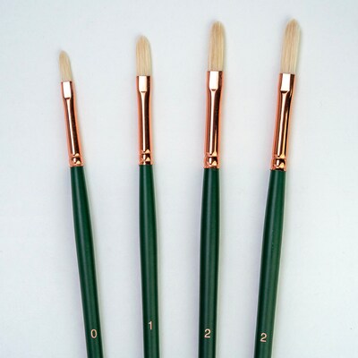 Silver Brush Natural Hog Bristle, Grand Prix Multilength Filbert Brushes, 4/Pack (SLVGP1080)