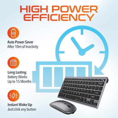 Delton N35 Wireless Keyboard and Optical Mouse Combo, Silver (DKMKITMIN35-WB)