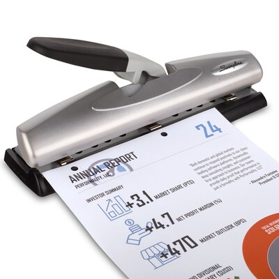 Swingline® LightTouch® Desktop 2-3-Hole Punch, 12 Sheet Capacity, Black/Silver (A7074026)