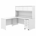 Bush Business Furniture Studio C 72W L Shaped Desk with Hutch, Mobile File Cabinet and Return, Whit