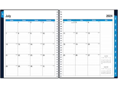 2024-2025 Blue Sky Collegiate 8" x 10" Academic Monthly Planner, Plastic Cover, Navy (148674-A25)