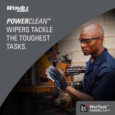 WypAll PowerClean WetTask Fabric Cleaning Wipers, 9" x 5.8", White, 250 Sheets/Roll, 6/Carton (53850)