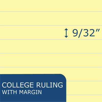 Roaring Spring Wide Notepad, 11" x 9.5", College Ruled, 20 lb. Heavyweight Paper, Yellow, 40 Sheets/Pad, 48 Pads/Case (74501CS)