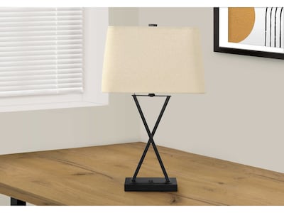 Monarch Specialties Inc. Incandescent Table Lamp, Matte Black/Beige (I 9638)