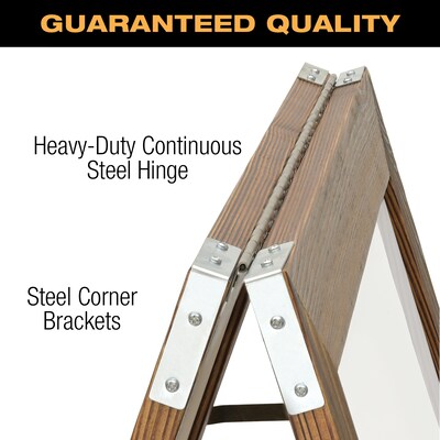 Excello Global Products Indestructible A-Frame Whiteboard, 40" x 22", Brown (EGP-HD-0538-BN)