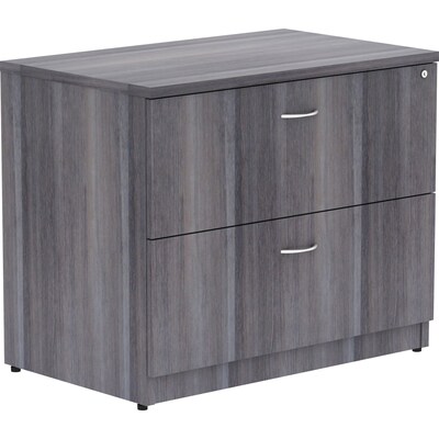 Lorell Essentials Series 2-Drawer Lateral File Cabinet, 35W x 22D x 29.5H, Weathered Charcoal (LLR69563)