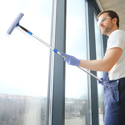 Gritt Commercial Pro Telescoping 14" Window Cleaning Squeegee Kit, Blue/Silver, 3 Piece/Kit ( GRI137-6F-14)