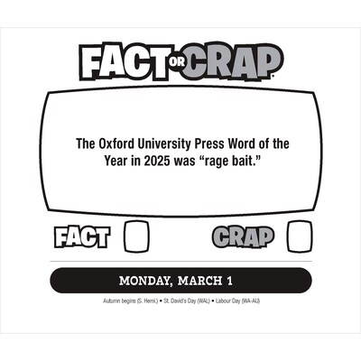 2027 BrownTrout Fact or Crap 6" x 5" Daily Day-to-Day Calendar, Assorted Colors (9781645917649)