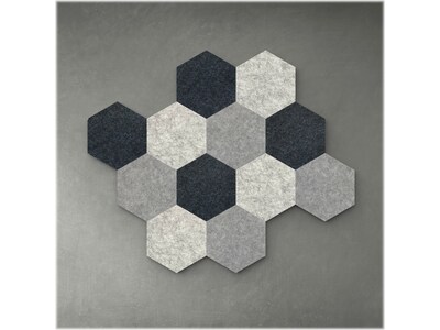 Luxor Reclaim Stick-On Decorative Acoustic Panels, 11"H x 9.5"W, Ocean Foam Combo PET, 12/Pack (RCLMHEX001)