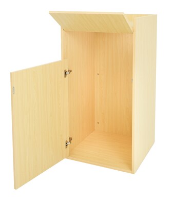 Alpine Industries Wood Trash Can Enclosure with Tray Top, 40 Gallon, Oak, 2/Pack (476-MEO-2PK)