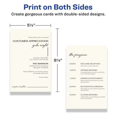 Avery Integrated Cards, 5.5" x 8.5", Matte Ivory, 20/Pack (95279)