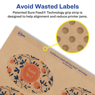 Avery Laser/Inkjet Multipurpose Labels, 3" x ", Kraft Brown, 200/Pack (94060)