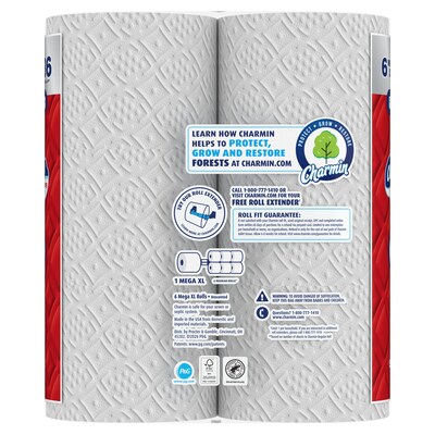 Charmin Ultra Strong Mega XL Toilet Paper, 2-Ply, White, 297 Sheets/Roll, 6 Rolls/Pack, 3 Packs/Carton (04308)