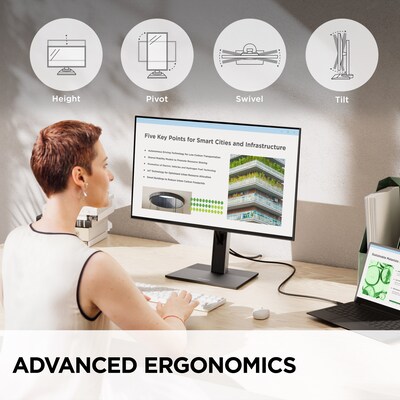 ViewSonic Ergonomic 24" FHD 100Hz LCD Monitor, Black (VG2452)