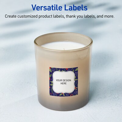 Avery Square Multipurpose Labels, 3" x 3", White, 60/Pack (19479370617)