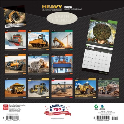 2026 BrownTrout Heavy Equipment 12 x 12 Monthly Wall Calendar (9798330708062)