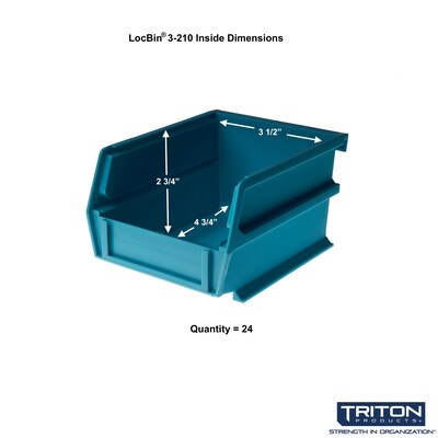 Triton Products LocBin Stackable Storage Bin, 3" x 4.12"x 5.37", Multicolor, 24/Pack (3-210MCWS)