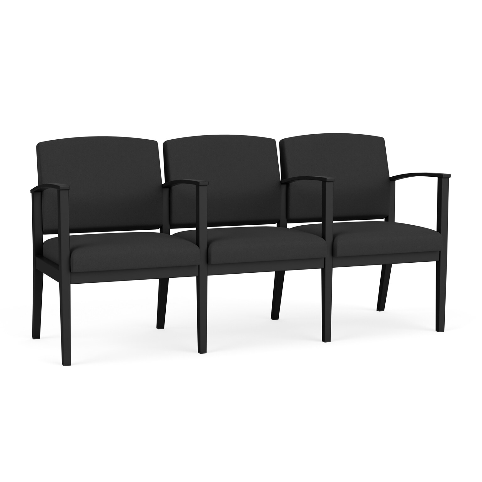 Lesro Amherst Steel Fabric 3-Seat Tandem Seating, Open House Graphite/Black (AS3103.SBK-01OHGP)