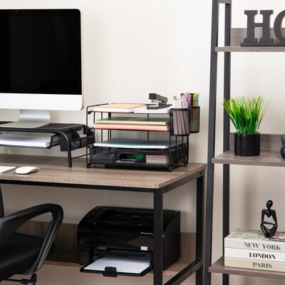 Mind Reader 3-Tier Metal Desk Organizer, Black (MESH4C-BLK)