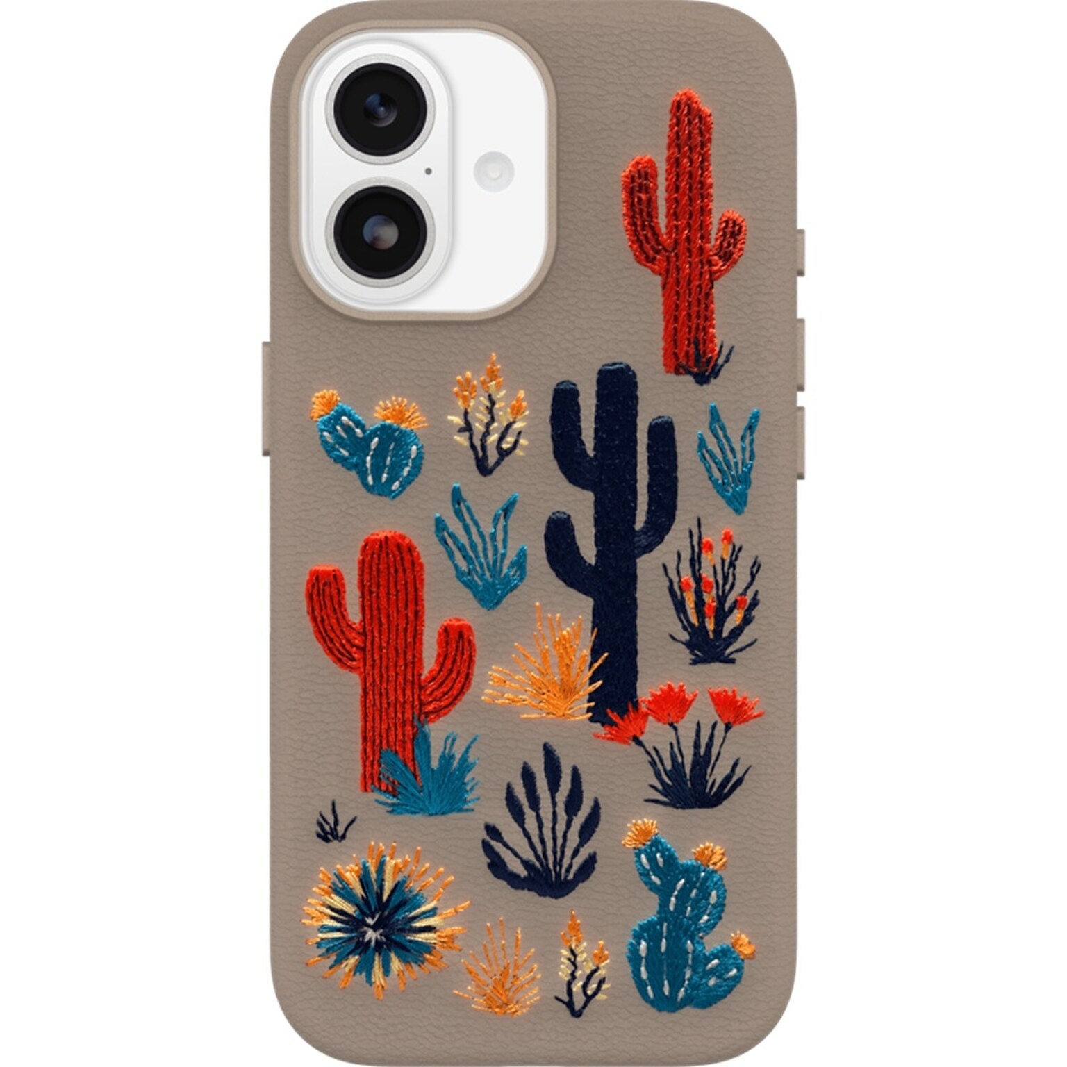 OtterBox Symmetry Series MagSafe Phone Case for Apple iPhone 17, Shock Absorbing, Cactus Garden (Grey) (77-98748)