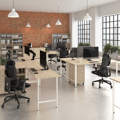 Bush Business Furniture Hustle 60"W L Shaped Computer Desk with 3 Drawer Mobile File Cabinet, Natural Elm (HUS006NE)