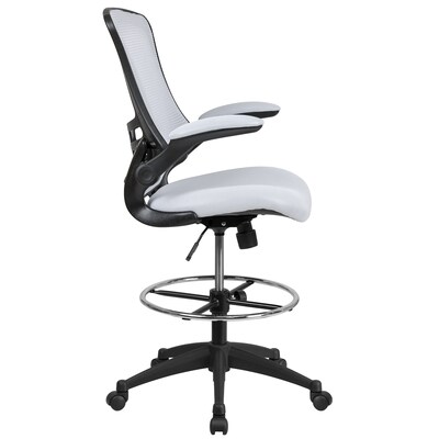 Flash Furniture Mesh Ergonomic Drafting Chair with Adjustable Foot Ring and Lumbar Support, White (BLX5MDWH)