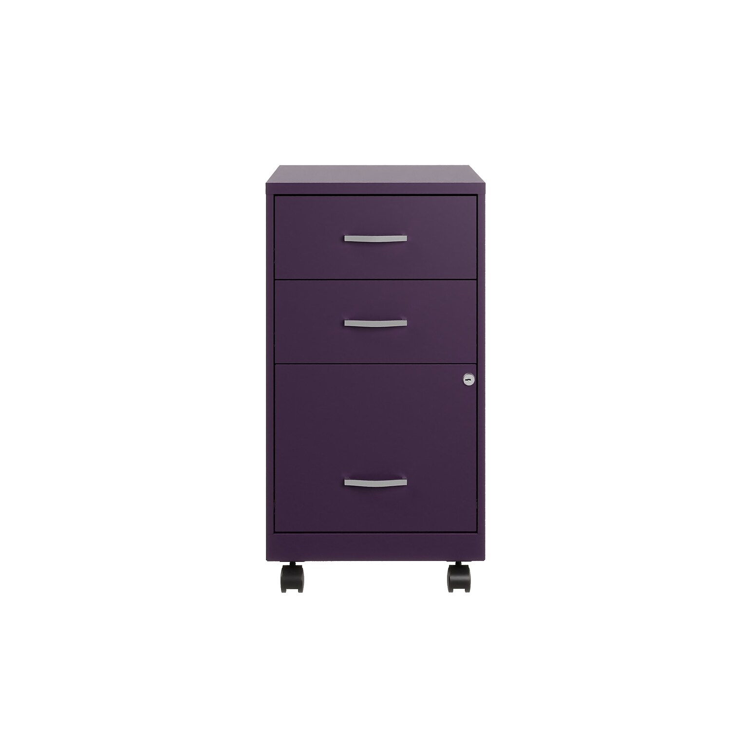 Space Solutions 18 3-Drawer Mobile Letter Width Vertical File Cabinet, Midnight Purple (25289)