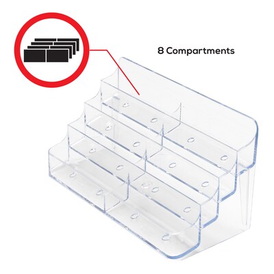 Deflecto 8-Compartment Business Card Desktop Holder, 400-Card Capacity, Clear (70801)