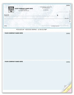 Custom Laser Top Checks, Lined, 2 Ply/Duplicate, 1 Color Printing, Prem Check Designs, 8-1/2" x 11", 500/Pk