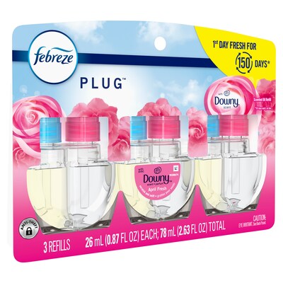 Febreze Fade Defy Plug Air Freshener Warmer Refill, Downy April Fresh Scent, 0.87 fl. oz., 3/Pack (52369)