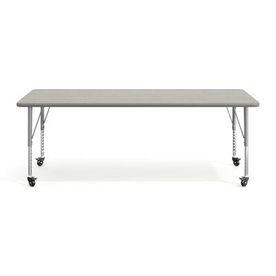 Flash Furniture Wren Rectangular Activity Table, 72" x 30", Height Adjustable, Light Gray Top/Silver Frame (XUA3072RECLGTPC)