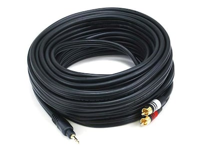 Monoprice 35 ft. Premium 3.5mm Stereo to 2RCA Audio Cable, Male to Male, 22AWG, Black (5602)