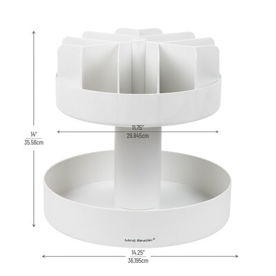 Mind Reader 2-Tier Plastic Lazy Susan Coffee Countertop Organizer, White (SNACKCAR-WHT)