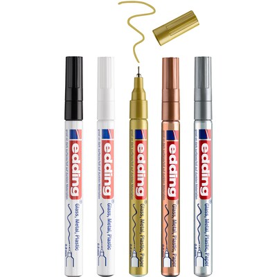 edding 780 Series Oil Based Gloss Paint Marker, Ultra-Fine Tip, Metallic Colors, 5/Pack (EDD47805999)
