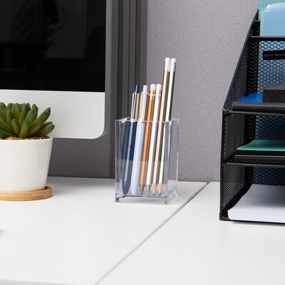 Mind Reader Plastic Pen Cup Holder, Clear (ACPEN-CLR)