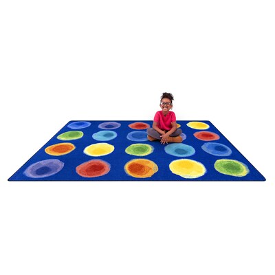 Joy Carpets Watercolor Spots Nylon 5'4" x 7'8" Machine Tufted Rug, Rainbow (2143C-01)