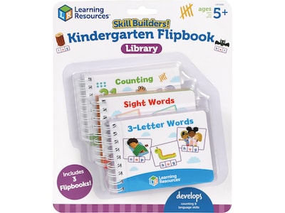 Learning Resources Skill Builders! Kindergarten Flash Card Flip-Books, Pack of 3 (LER6192)