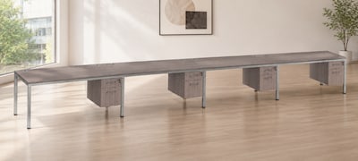 Boss Office Products Simple System 71"W Office Desk with Pedestal, Driftwood, 4/Set (SGSD010-203)