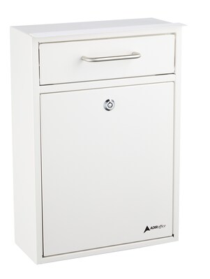 AdirOffice Steel Large Wall Mounted Drop Box Interoffice Mailbox, Key Lock, White (631-04-WHI)