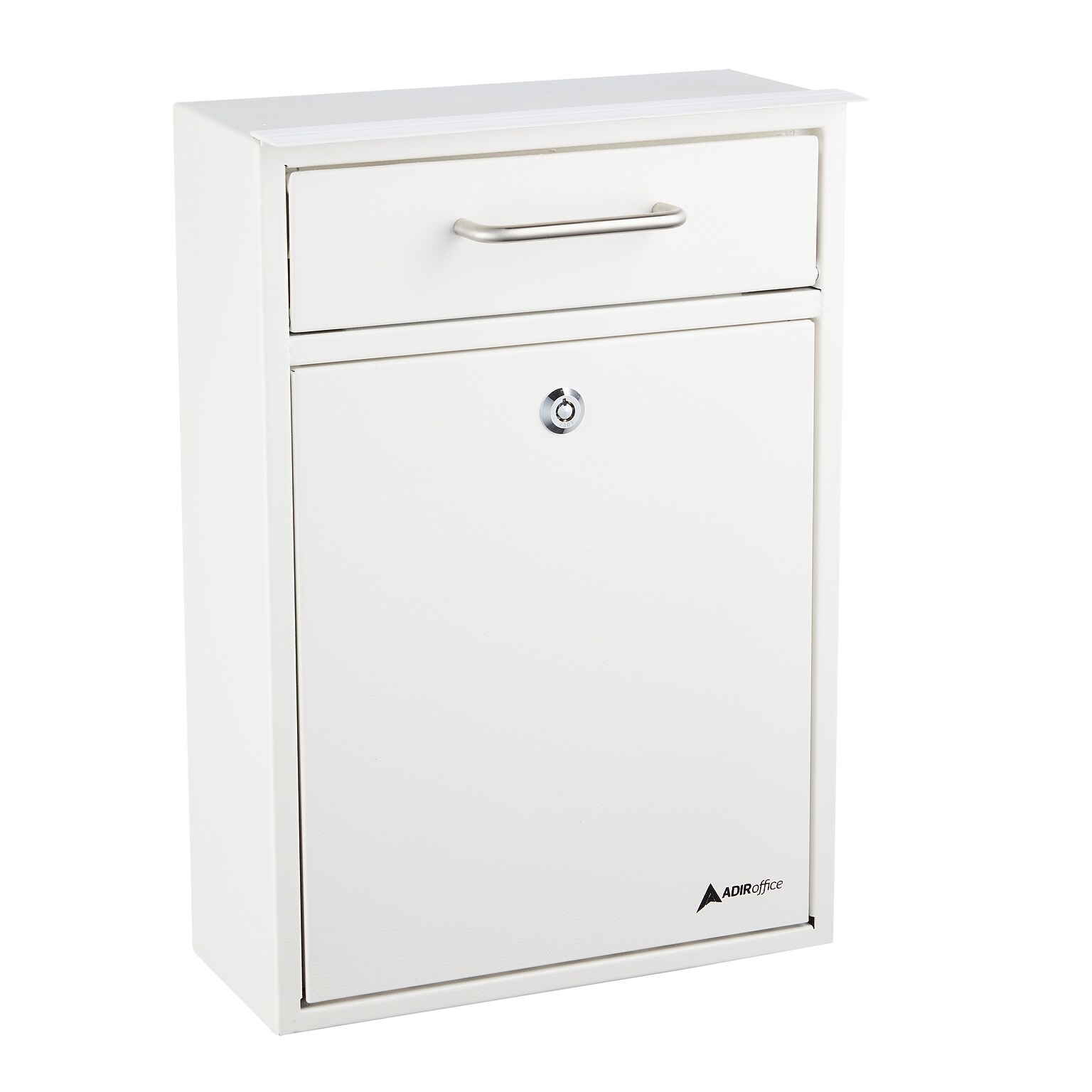 AdirOffice Steel Large Wall Mounted Drop Box Interoffice Mailbox, Key Lock, White (631-04-WHI)