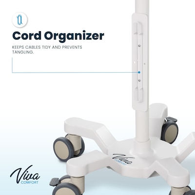 Viva Comfort Rolling Sturdy Compact Mobile Stand for RVS-100 Vital Signs Monitor, White (ADI912-C-MP-04-MK)