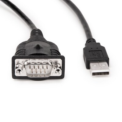 Rocstor 3ft USB-A to DB-9 RS-232 Serial Cable, Male to Male, Black (Y10C877-B1)