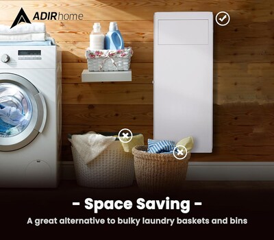 AdirHome Built-In Wall Laundry Hamper, 38.25"H x 7.25"W x 3.62"D, White (315-01-WHI)