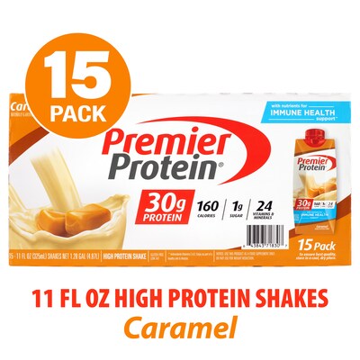 Premier Protein Caramel Protein  Shake, 11 oz.,15/Pack (220-02616)