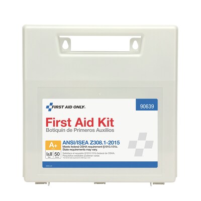 First Aid Only Plastic First Aid Kit, ANSI 2015 Class A+, 50 People, 183 Pieces (90639)