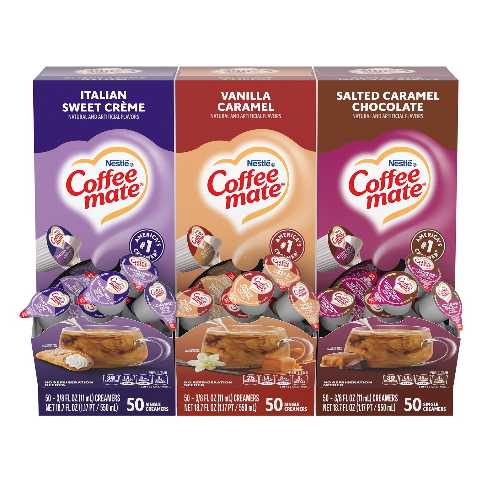 Coffee mate Liquid Creamer Singles Assorted Flavors Dairy Free Liquid Creamer, 0.375 oz., 150/Carton (NES86560)