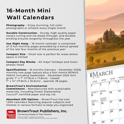 2026 BrownTrout Italy 7" x 7" Monthly Wall Calendar (9798330703944)
