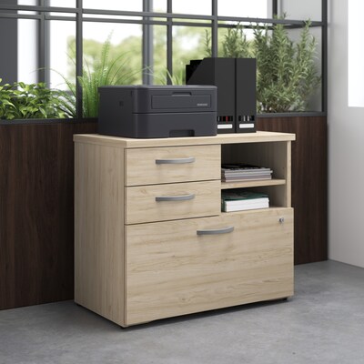 Bush Business Furniture Studio C Office Storage Cabinet with Drawers and Shelves, Natural Elm (SCF130NESU)